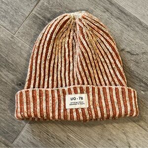 Urban Outfitters UO Plated Ribbed Beanie Burnt Orange Soft and Comfy